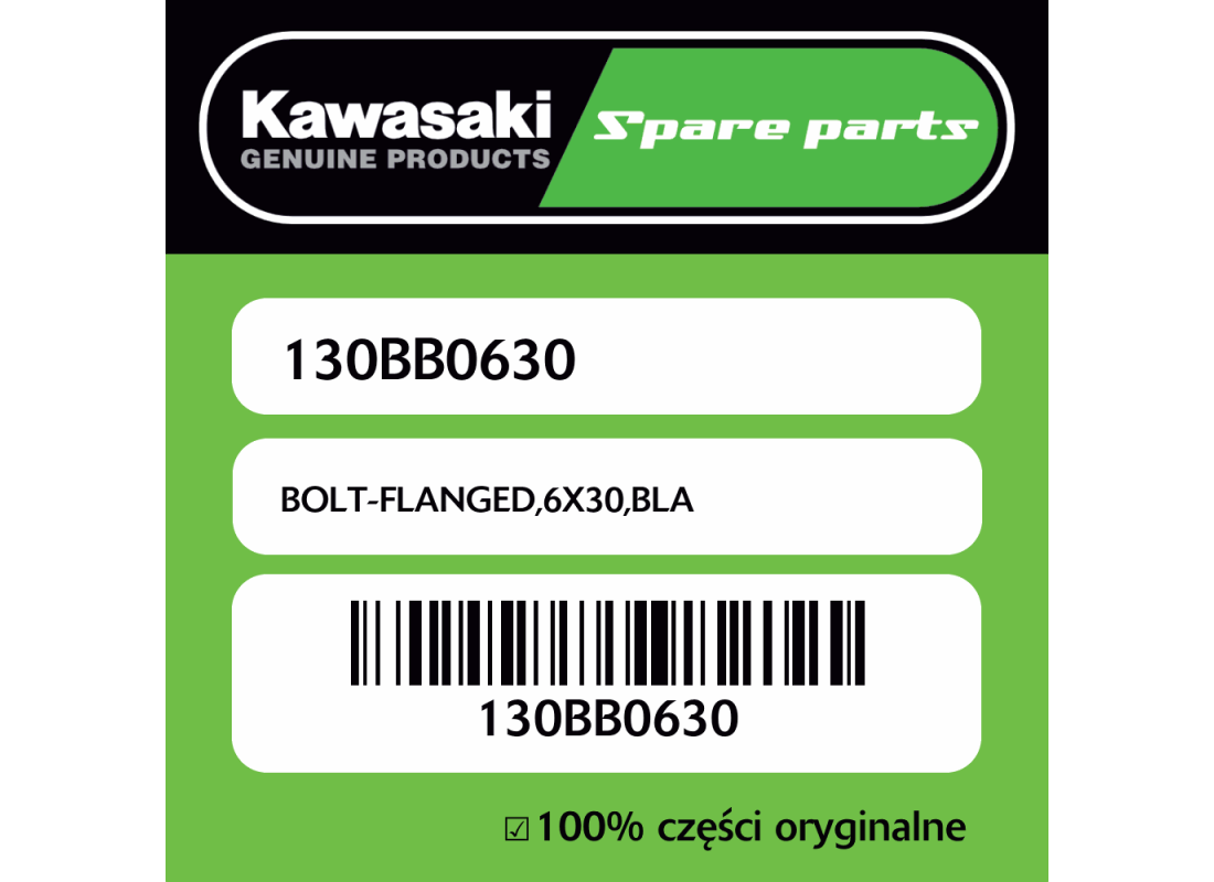 Śruba z kołnierzem 6X30 czarna Kawasaki