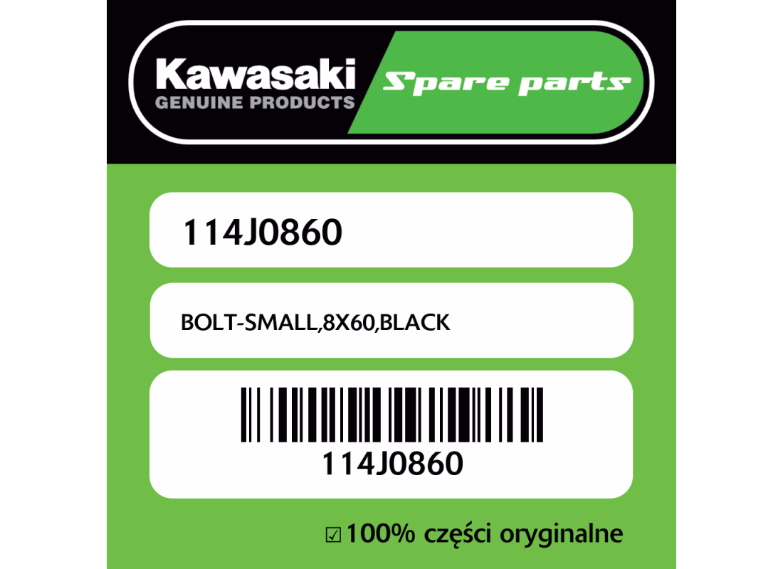 Śrubka 8X60 czarna Kawasaki