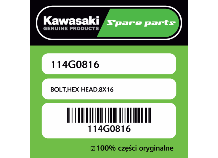 Śruba hex 8X16 Kawasaki
