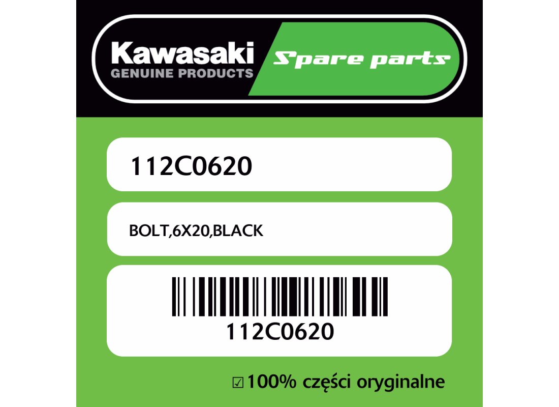 Śruba 6X20 czarna Kawasaki