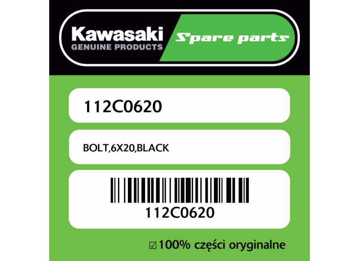 Śruba 6X20 czarna Kawasaki