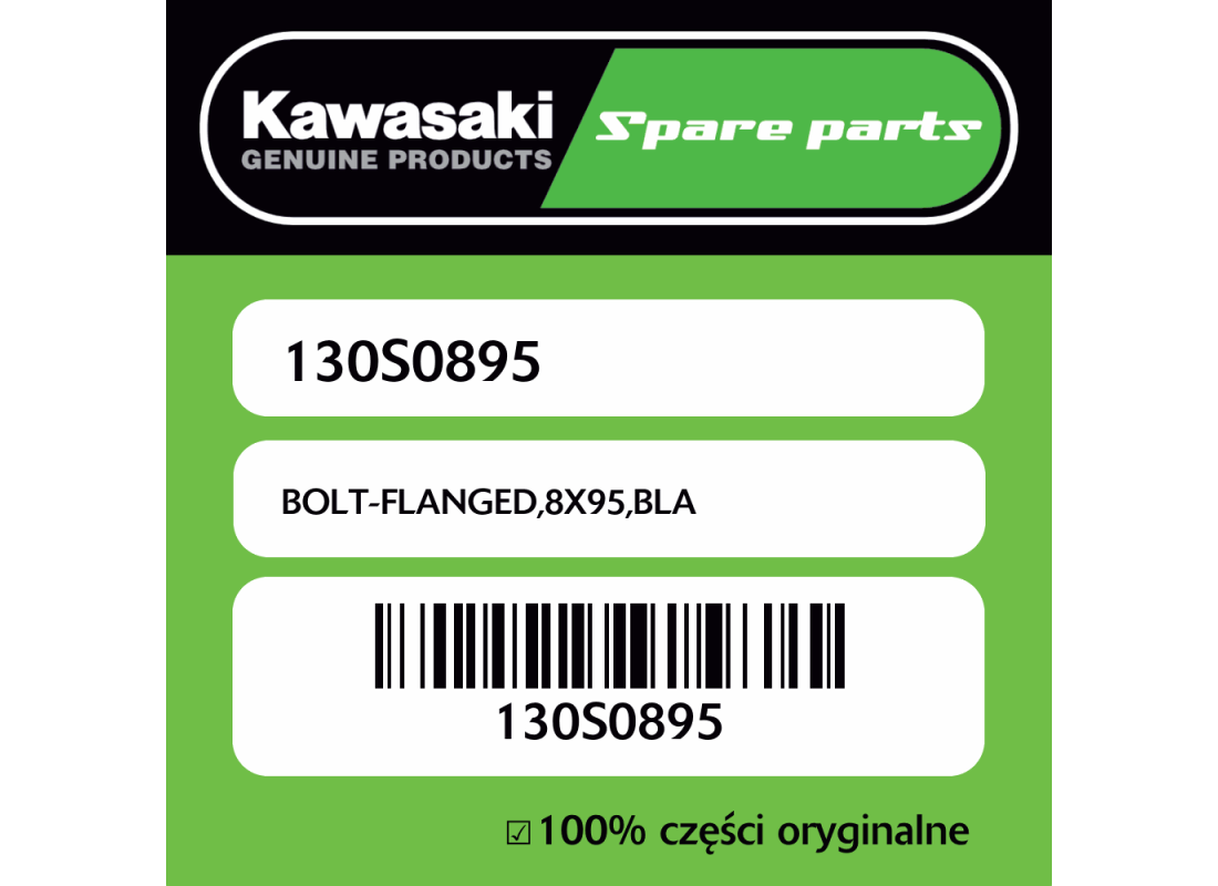 Śruba z kołnierzem 8X95 czarna Kawasaki