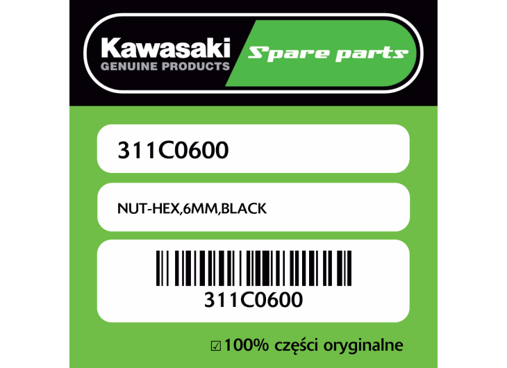 NUT-HEX,6MM,BLACK