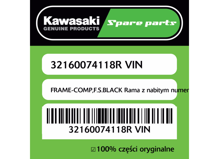 FRAME-COMP,F.S.BLACK Rama z nabitym numerem VIN.