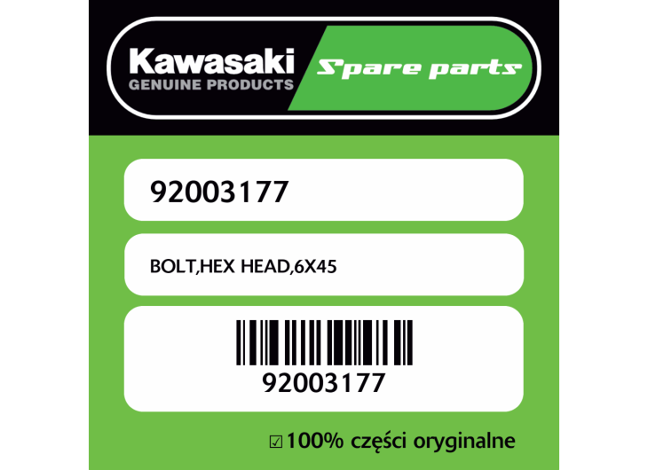 Śruba hex 6X45 Kawasaki
