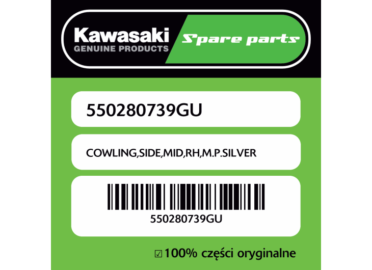 Owiewka boczna środkowa prawa M.P.SILVER Kawasaki