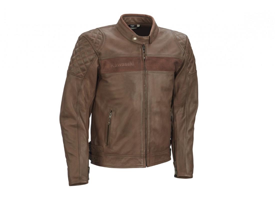 Men's leather jacket London brown Kawasaki